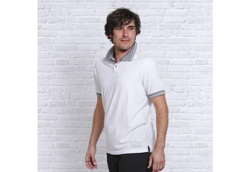 Polo-Shirt weiß-hellgrau